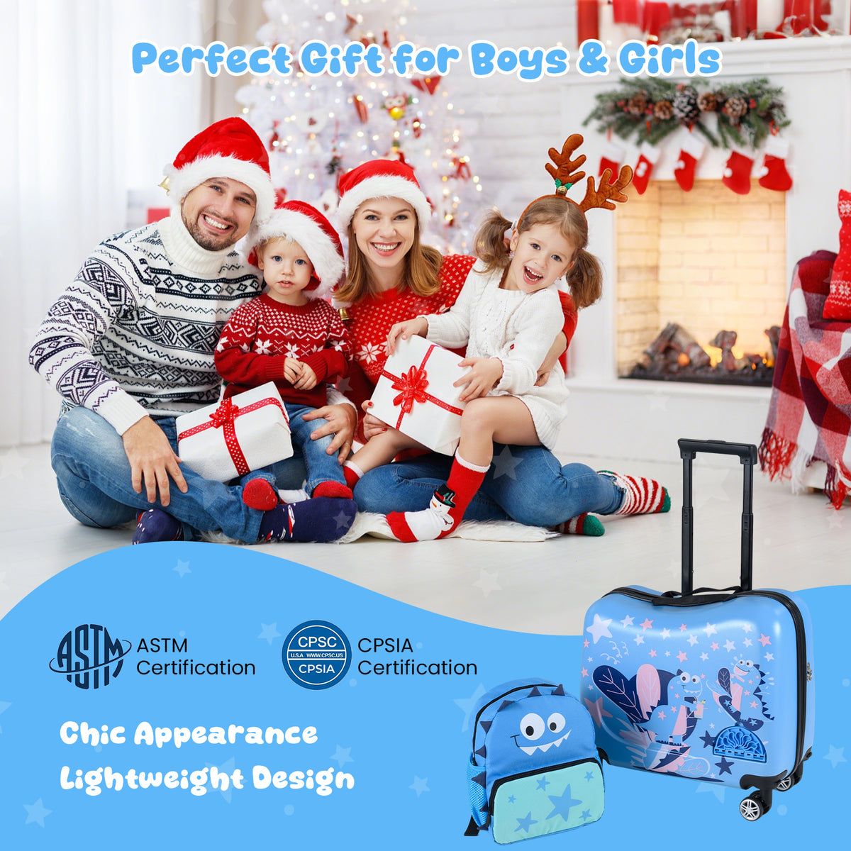 2 Pieces Kid Luggage Set with Spinner Wheels