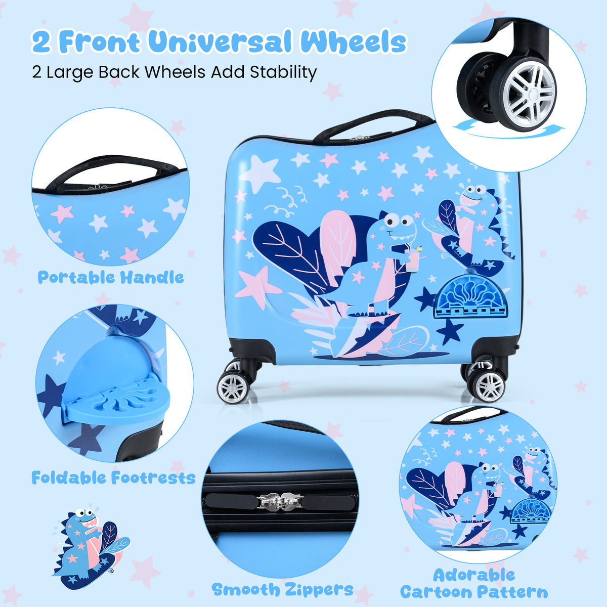 2 Pieces Kid Luggage Set with Spinner Wheels