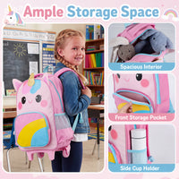 3 Pieces Unicorn Rolling Backpack for Kids