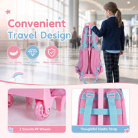 3 Pieces Unicorn Rolling Backpack for Kids