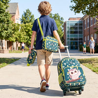 3 Pieces Owl Rolling Backpack for Kids