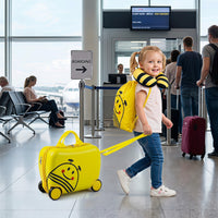 3-Piece Kids Carry-on Luggage Set with Headrest and Backpack