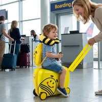 3-Piece Kids Carry-on Luggage Set with Headrest and Backpack