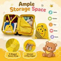 3-Piece Kids Carry-on Luggage Set with Headrest and Backpack