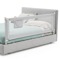 176/195CM Toddler Bedrail, Extra Tall Safety Bed Guardrail W/Anti-Collision Cotton & Side Pocket