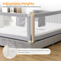 176/195CM Toddler Bedrail, Extra Tall Safety Bed Guardrail W/Anti-Collision Cotton & Side Pocket