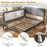 176/197CM Toddler Bedrail, 72.5-101.5 CM Extra Tall Bed Guardrail w/Anti-Collision Cotton & Side Pocket