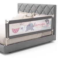 176/197CM Toddler Bedrail, 72.5-101.5 CM Extra Tall Bed Guardrail w/Anti-Collision Cotton & Side Pocket