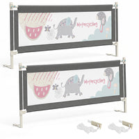 176/197CM Toddler Bedrail, 72.5-101.5 CM Extra Tall Bed Guardrail w/Anti-Collision Cotton & Side Pocket