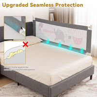 176/197CM Toddler Bedrail, 72.5-101.5 CM Extra Tall Bed Guardrail w/Anti-Collision Cotton & Side Pocket