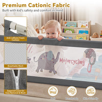176/197CM Toddler Bedrail, 72.5-101.5 CM Extra Tall Bed Guardrail w/Anti-Collision Cotton & Side Pocket