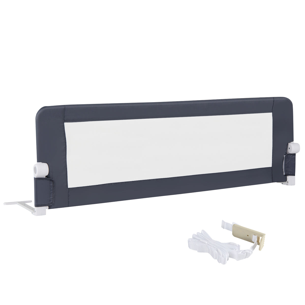 152/120 cm Long Foldable Bed Rail, 50 cm Extra Tall, White/Grey