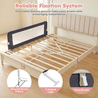 152/120 cm Long Foldable Bed Rail, 50 cm Extra Tall, White/Grey