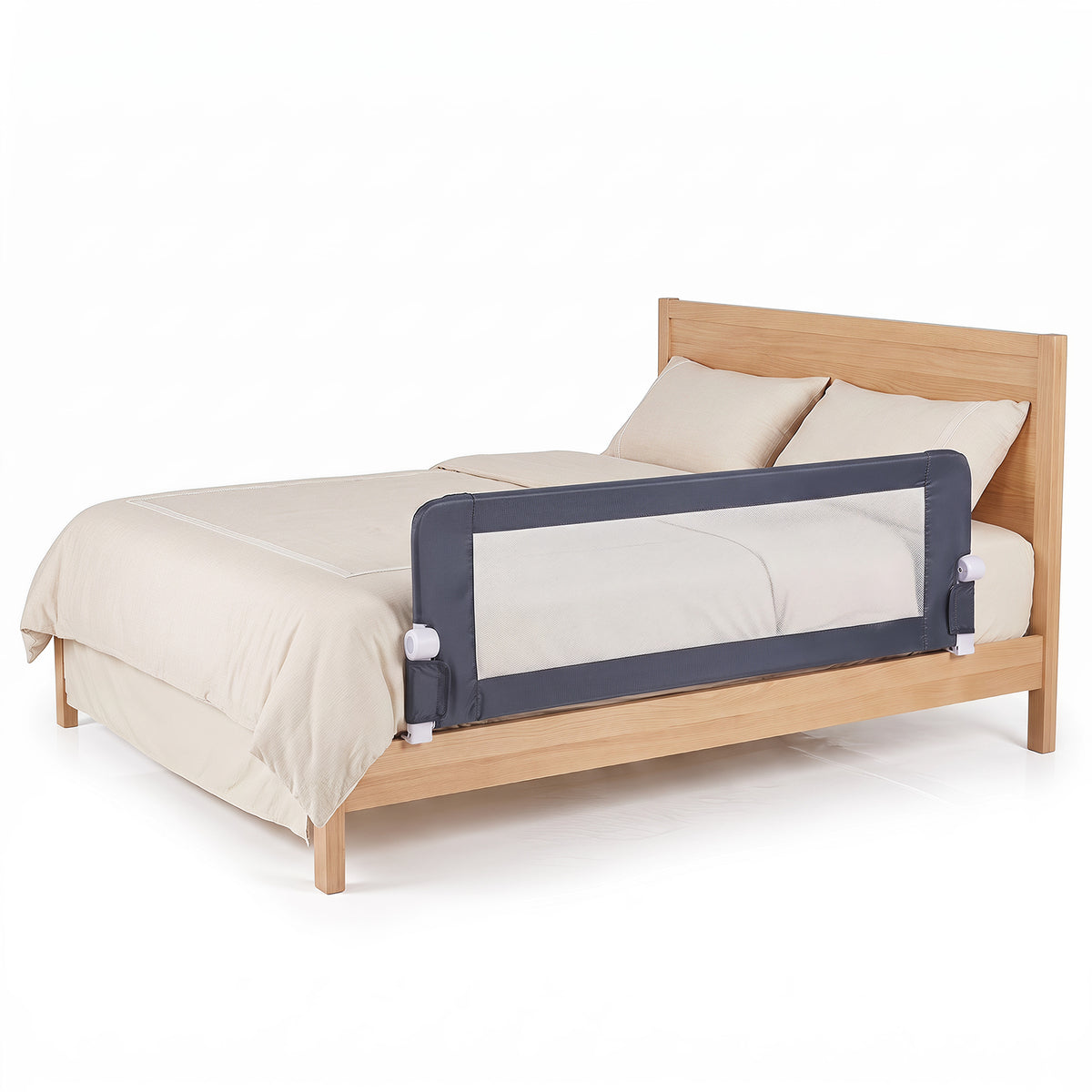 152/120 cm Long Foldable Bed Rail, 50 cm Extra Tall, White/Grey