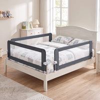 152/120 cm Long Foldable Bed Rail, 50 cm Extra Tall, White/Grey