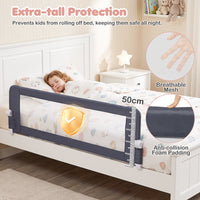 152/120 cm Long Foldable Bed Rail, 50 cm Extra Tall, White/Grey