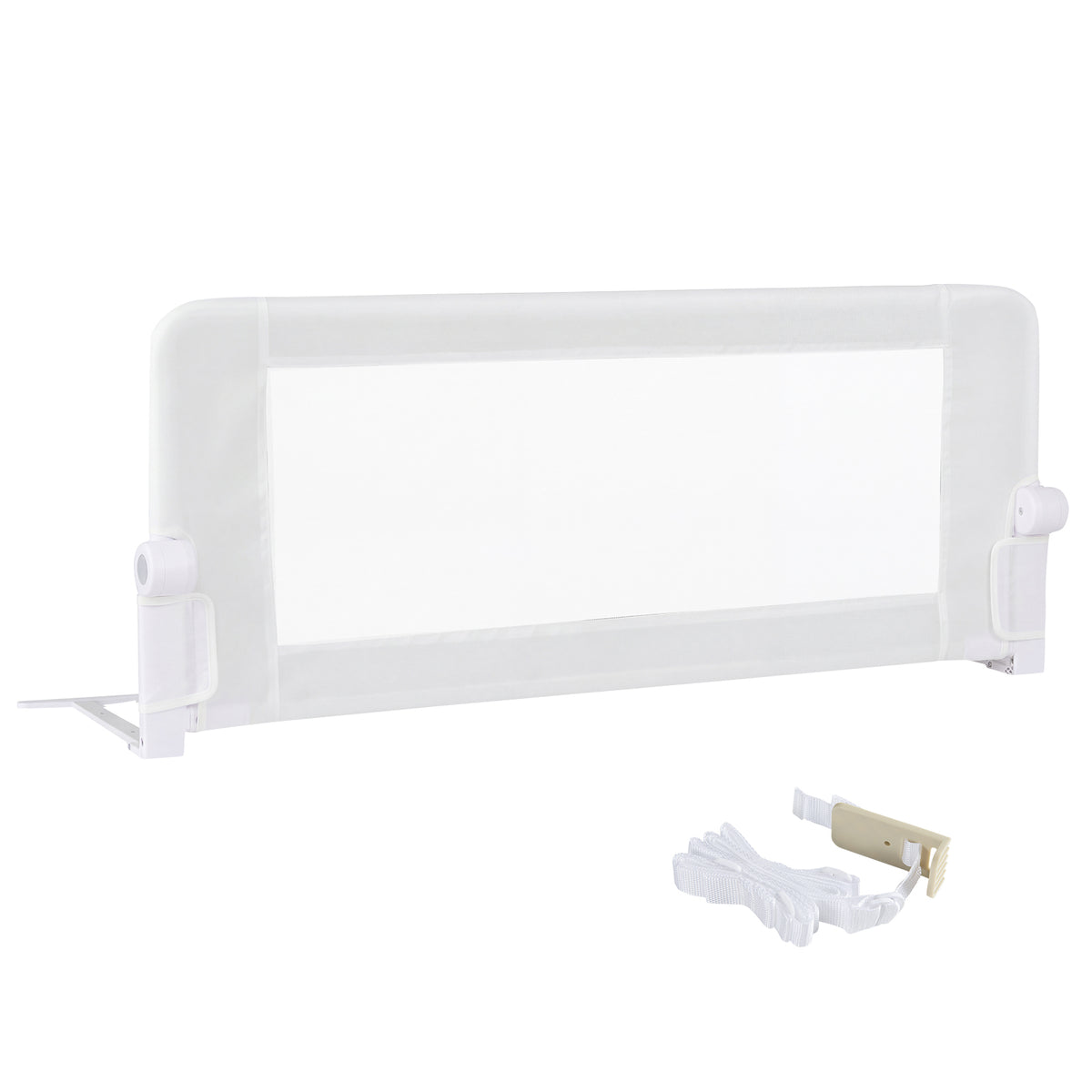 152/120 cm Long Foldable Bed Rail, 50 cm Extra Tall, White/Grey
