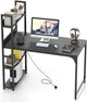 Computer Desk with Power Strip, 120 CM Study Writing Desk with Bookshelf, AC Outlets, USB Port