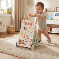 Babies Push Walker with Wheels and Storage Basket for Toddlers Girls Boys 1+ Years Old