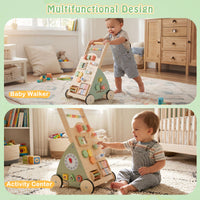 Babies Push Walker with Wheels and Storage Basket for Toddlers Girls Boys 1+ Years Old