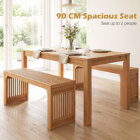Giantex Bamboo Dining Bench, 90CM Long Entryway Bench Indoor Kitchen Bench