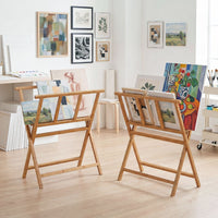 Bamboo Art Print Rack for Canvas Storage and Display for Studio Gallery