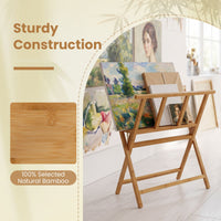 Bamboo Art Print Rack for Canvas Storage and Display for Studio Gallery