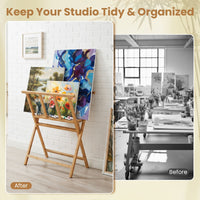 Bamboo Art Print Rack for Canvas Storage and Display for Studio Gallery