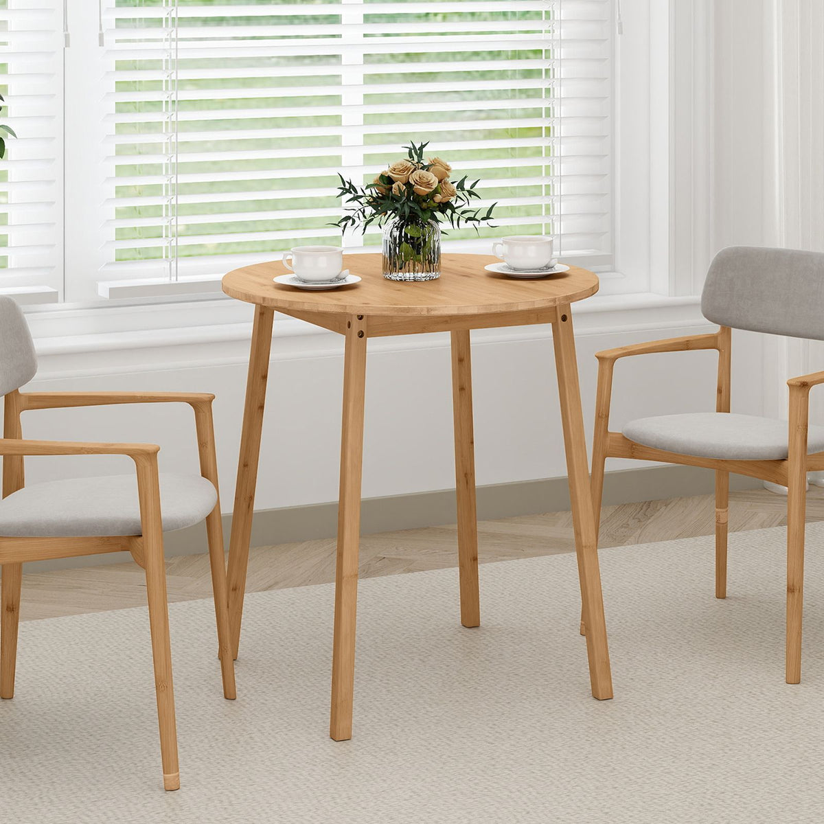 Bamboo Dining Table for 2-4 People for Small Space and Dining Room