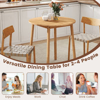 Bamboo Dining Table for 2-4 People for Small Space and Dining Room