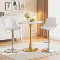 Bar Stools Set of 2 with Backrest & Footrest and Adjustable Swivel 60-82 cm