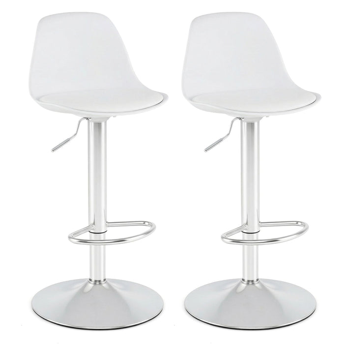 Bar Stools Set of 2 with Backrest & Footrest and Adjustable Swivel 60-82 cm