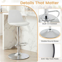 Bar Stools Set of 2 with Backrest & Footrest and Adjustable Swivel 60-82 cm