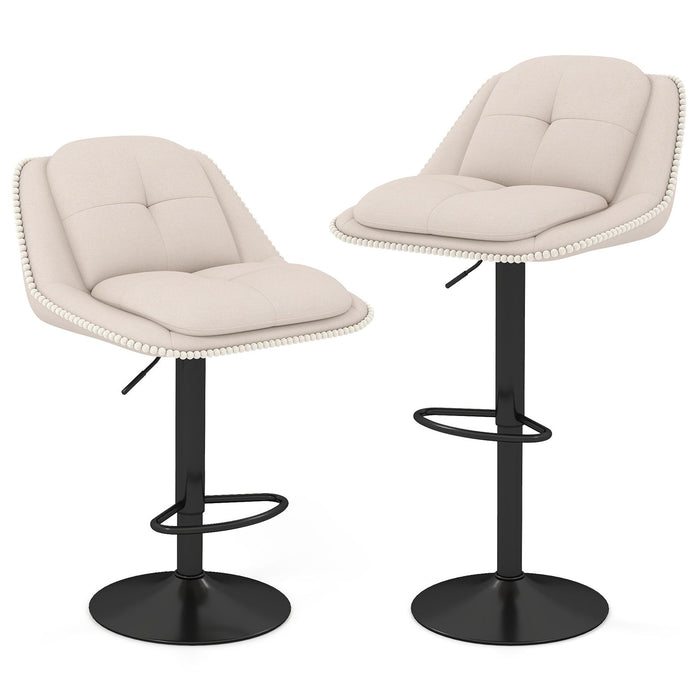 Bar Stools Set of 2 Modern Adjustable Chenille Upholstered Barstools with Footrests
