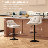 Bar Stools Set of 2 Modern Adjustable Chenille Upholstered Barstools with Footrests