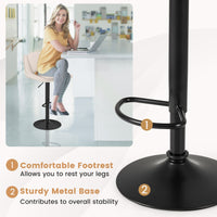 Bar Stools Set of 2 Modern Adjustable Chenille Upholstered Barstools with Footrests