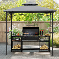 Barbecue Gazebo Shelter with Double-Tiered Roof for Backyard