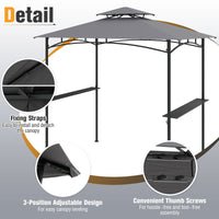 Barbecue Gazebo Shelter with Double-Tiered Roof for Backyard