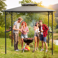 Barbecue Gazebo Shelter with Double-Tiered Roof for Backyard