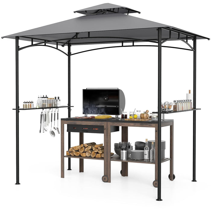 Barbecue Gazebo Shelter with Double-Tiered Roof for Backyard