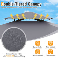 Barbecue Gazebo Shelter with Double-Tiered Roof for Backyard