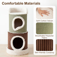 Barrel-Shaped Cat House with Top Perch and Double Condos Comfy Mats