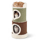 Barrel-Shaped Cat House with Top Perch and Double Condos Comfy Mats