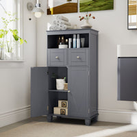 Bathroom Floor Storage Cabinet with Doors and Shelves for Living Room