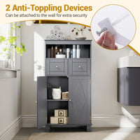 Bathroom Floor Storage Cabinet with Doors and Shelves for Living Room
