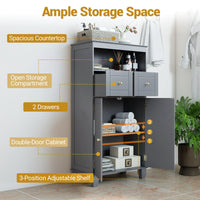 Bathroom Floor Storage Cabinet with Doors and Shelves for Living Room