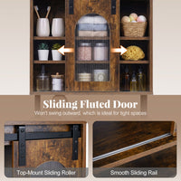 Bathroom Wall Cabinet with Sliding Barn Door and Metal Hanging Bar