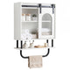 Bathroom Wall Cabinet with Sliding Barn Door and Metal Hanging Bar