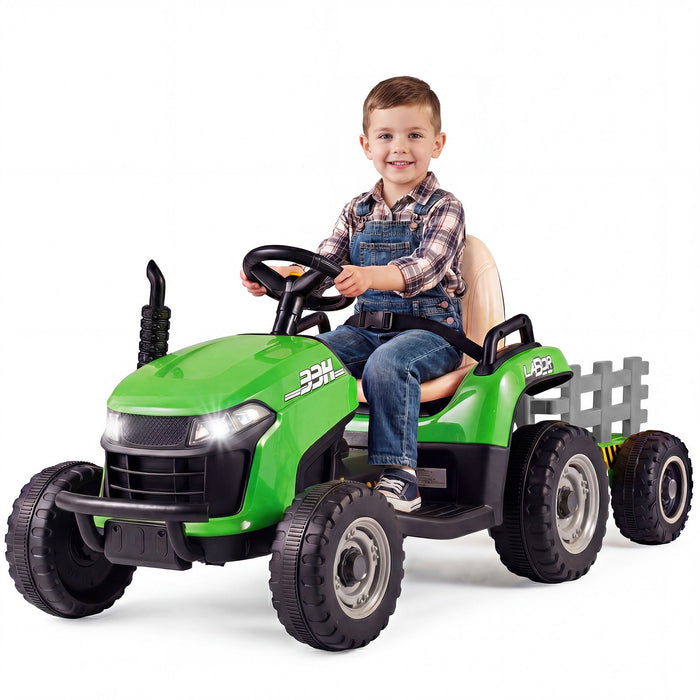 24V Ride on Tractor with Tiltable Detachable Trailer Remote and LED
