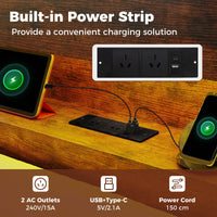 Bed Frame with LED Lights Industrial Platform Bed with Storage Headboard